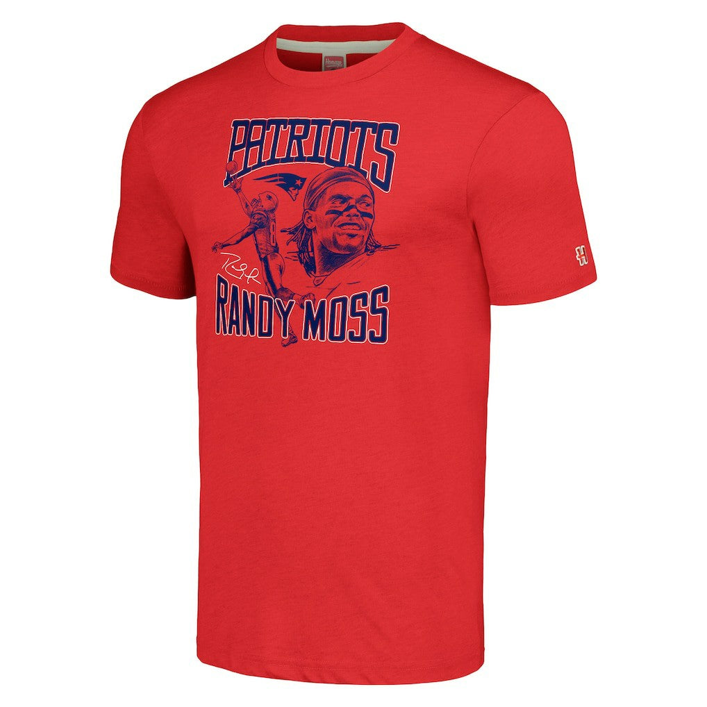 Randy Moss New England Patriots Homage Unisex Caricature Retired Player Tri-Blend T-Shirt - Red cheap