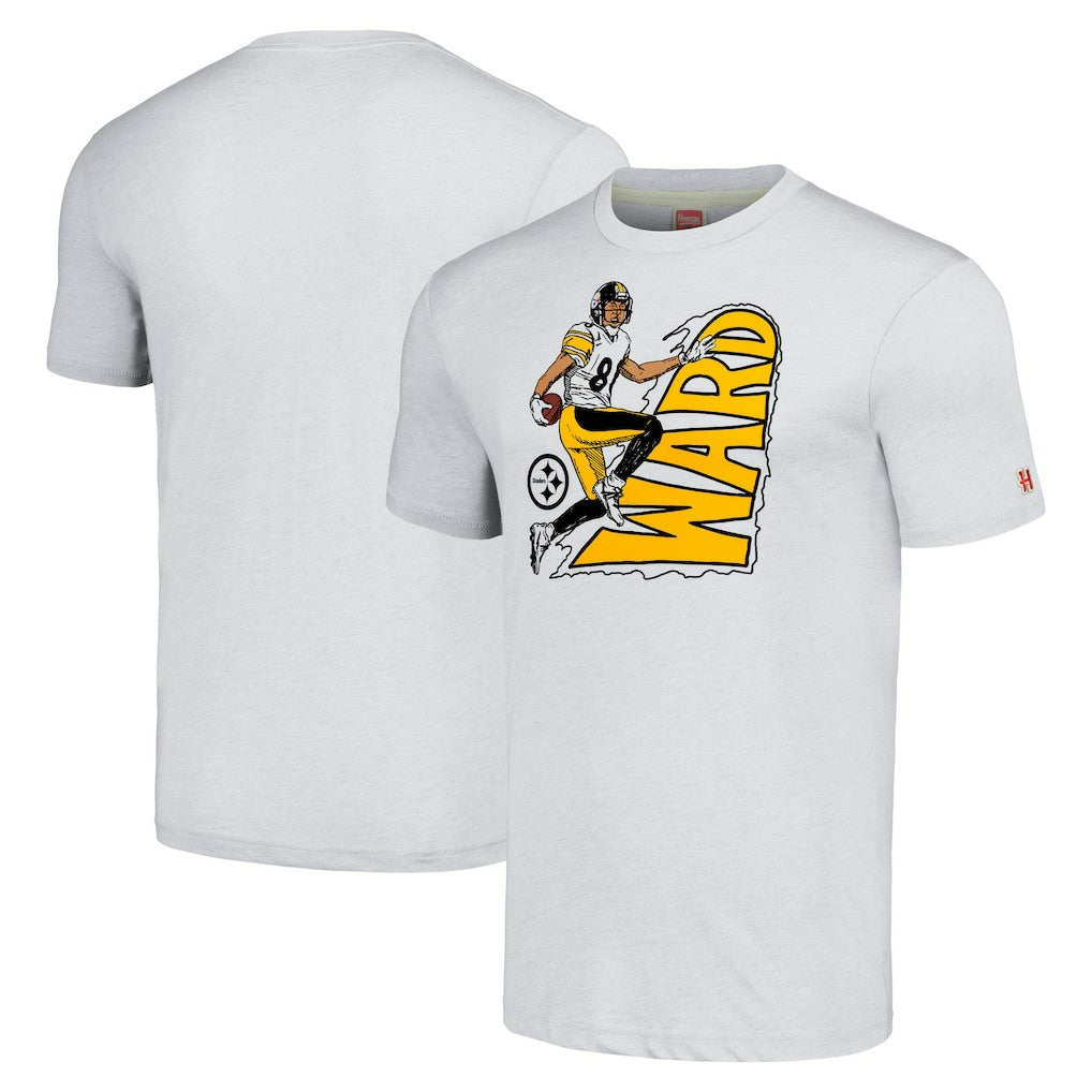 Hines Ward Pittsburgh Steelers Homage Unisex Caricature Retired Player Tri-Blend T-Shirt - Ash cheap