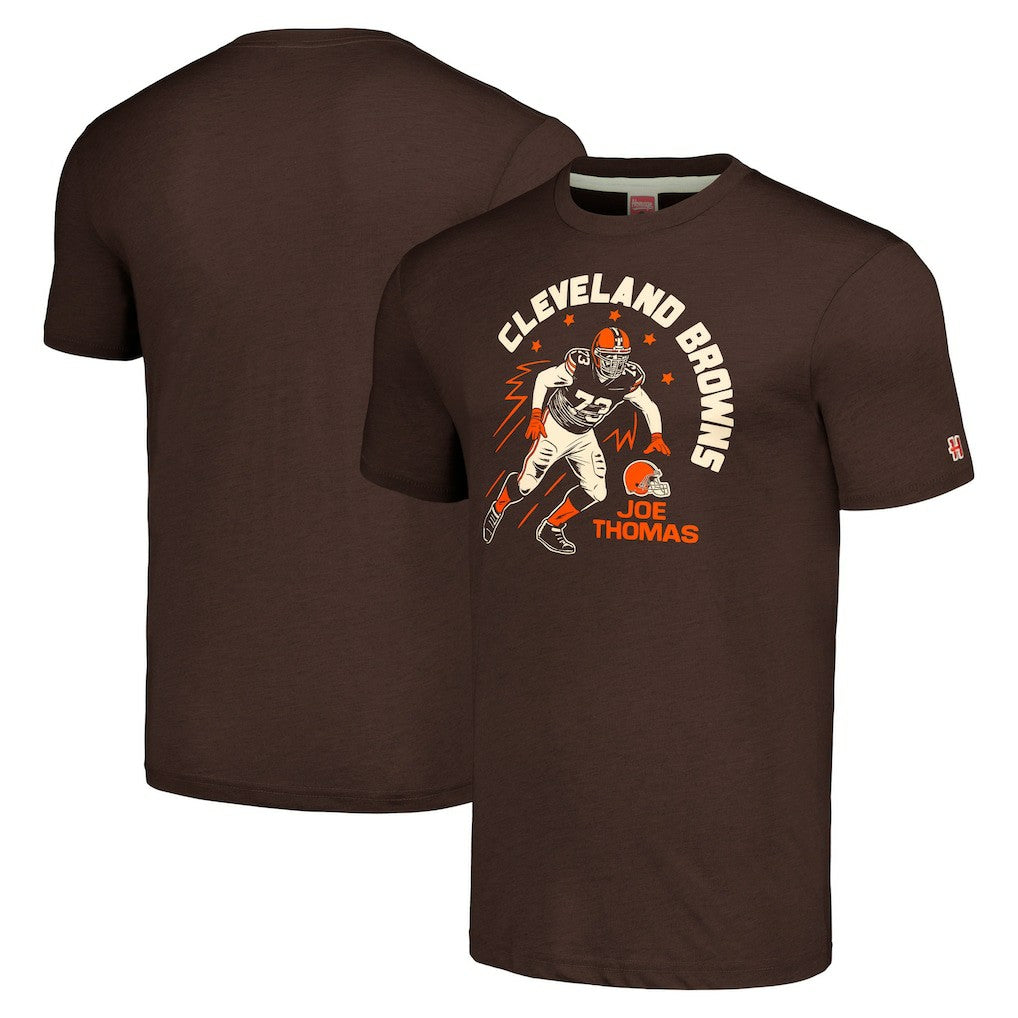 Joe Thomas Cleveland Browns Homage Unisex Caricature Retired Player Tri-Blend T-Shirt - Brown discount