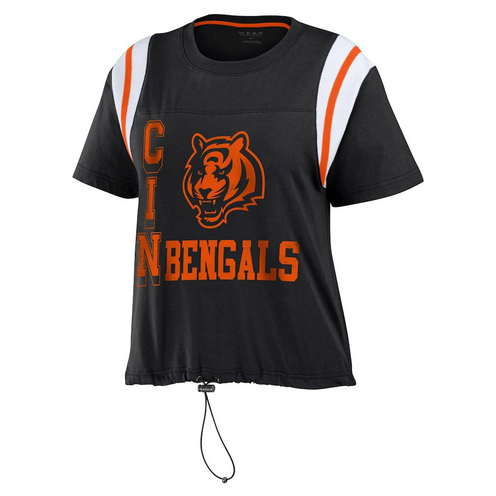Cincinnati Bengals WEAR by Erin Andrews Women's Cinched Colorblock T-Shirt - Black sale