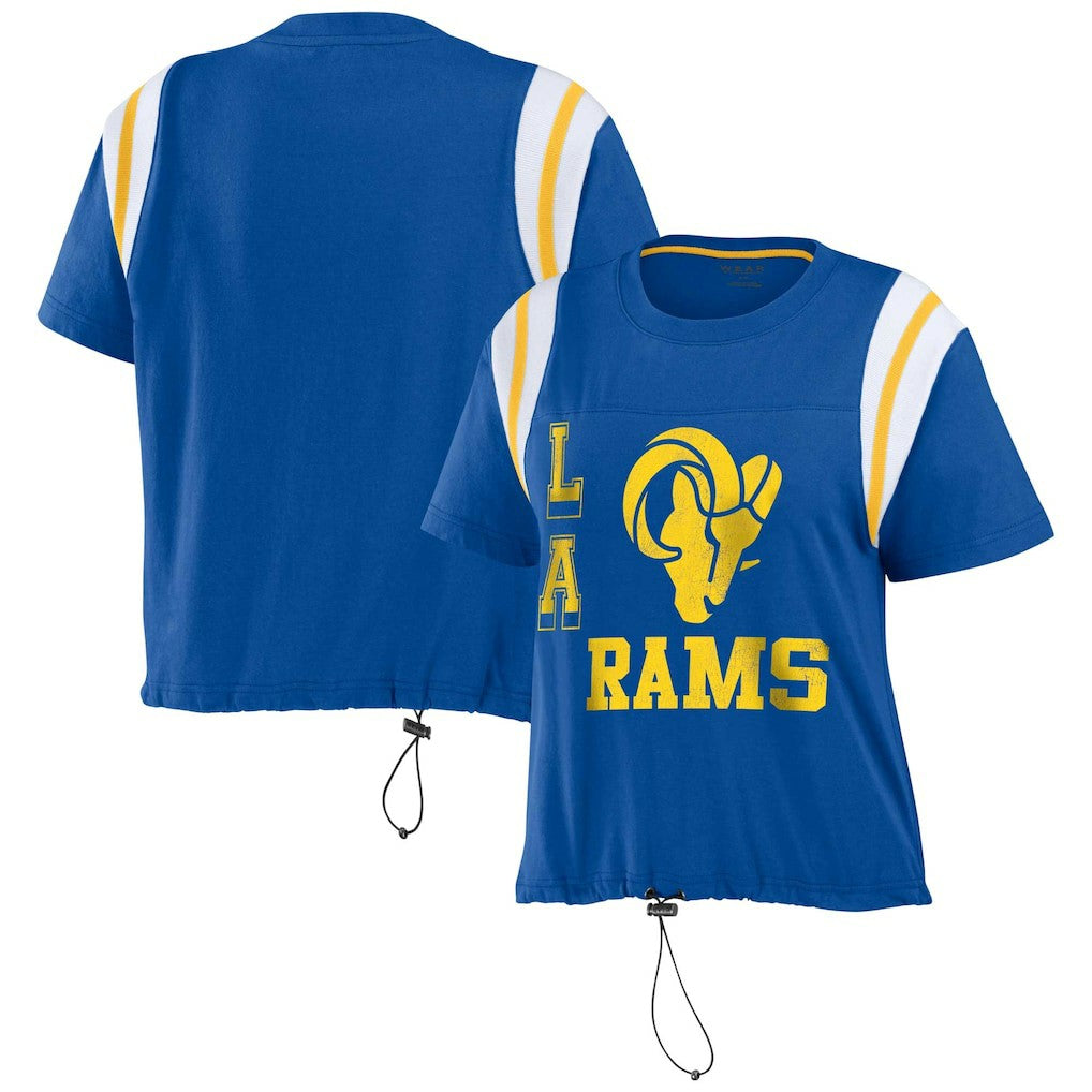 Los Angeles Rams WEAR by Erin Andrews Women's Cinched Colorblock T-Shirt - Royal on sale