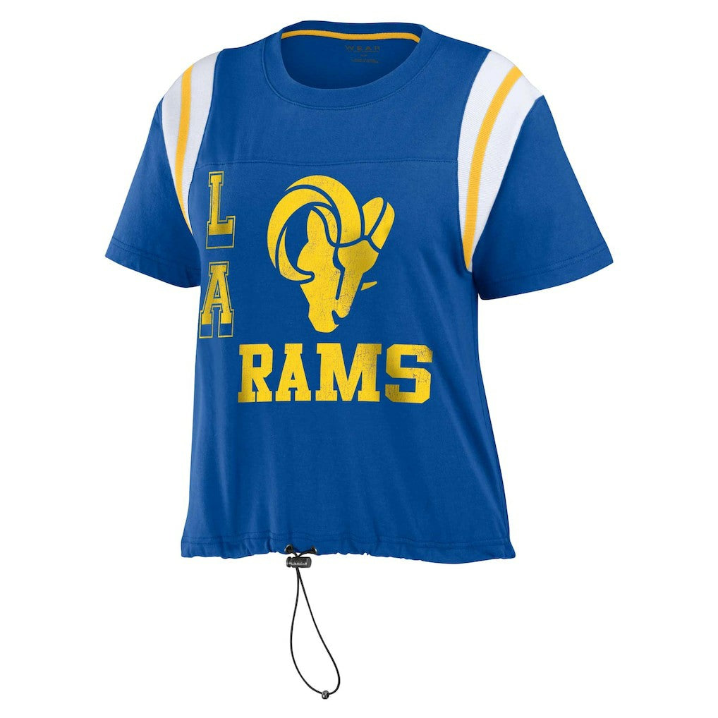 Los Angeles Rams WEAR by Erin Andrews Women's Cinched Colorblock T-Shirt - Royal on sale