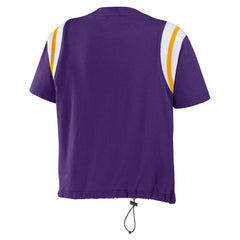 Minnesota Vikings WEAR by Erin Andrews Women's Cinched Colorblock T-Shirt - Purple for sale