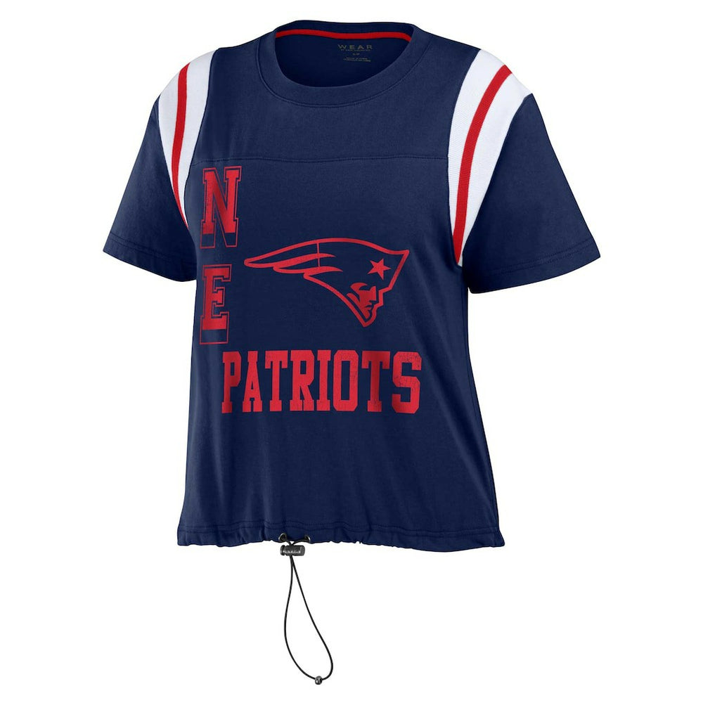 New England Patriots WEAR by Erin Andrews Women's Cinched Colorblock T-Shirt - Navy cheap