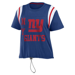 New York Giants WEAR by Erin Andrews Women's Cinched Colorblock T-Shirt - Royal outlet