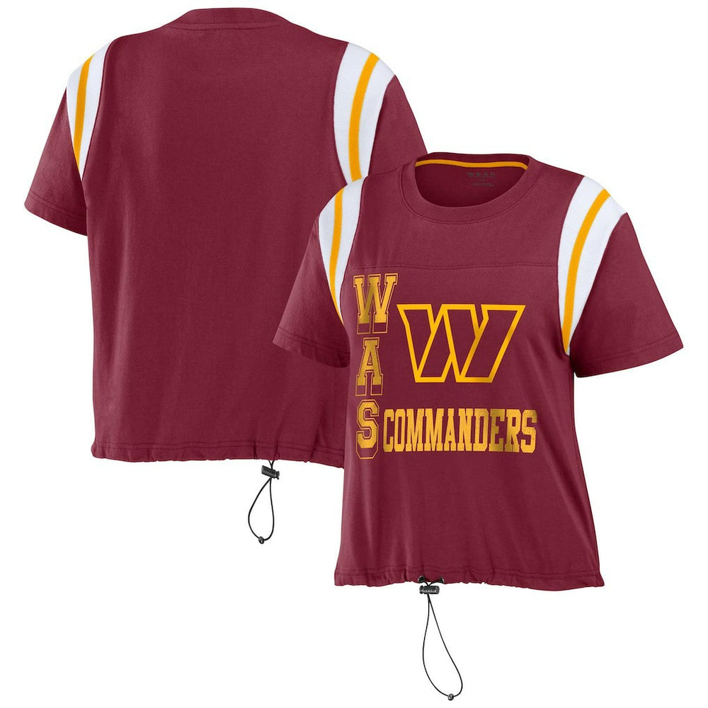 Washington Commanders WEAR by Erin Andrews Women's Cinched Colorblock T-Shirt - Burgundy online