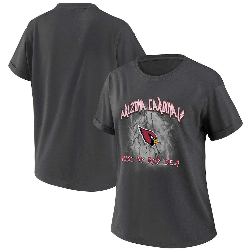 Arizona Cardinals WEAR by Erin Andrews Women's Boyfriend T-Shirt - Charcoal cheap