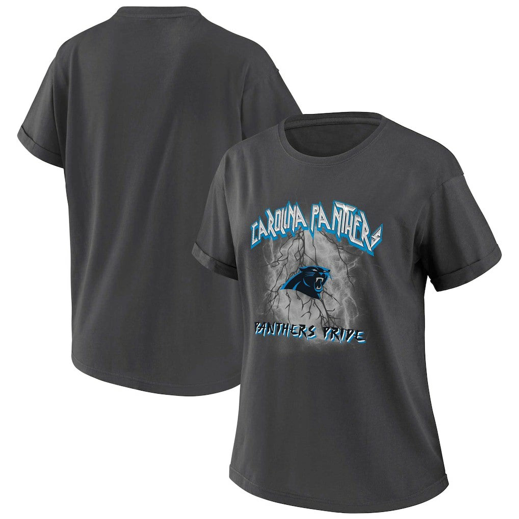 Carolina Panthers WEAR by Erin Andrews Women's Boyfriend T-Shirt - Charcoal for sale