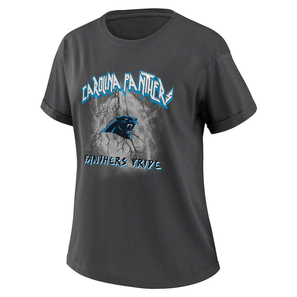 Carolina Panthers WEAR by Erin Andrews Women's Boyfriend T-Shirt - Charcoal for sale