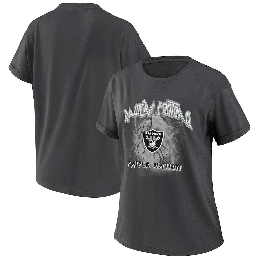 Las Vegas Raiders WEAR by Erin Andrews Women's Boyfriend T-Shirt - Charcoal outlet