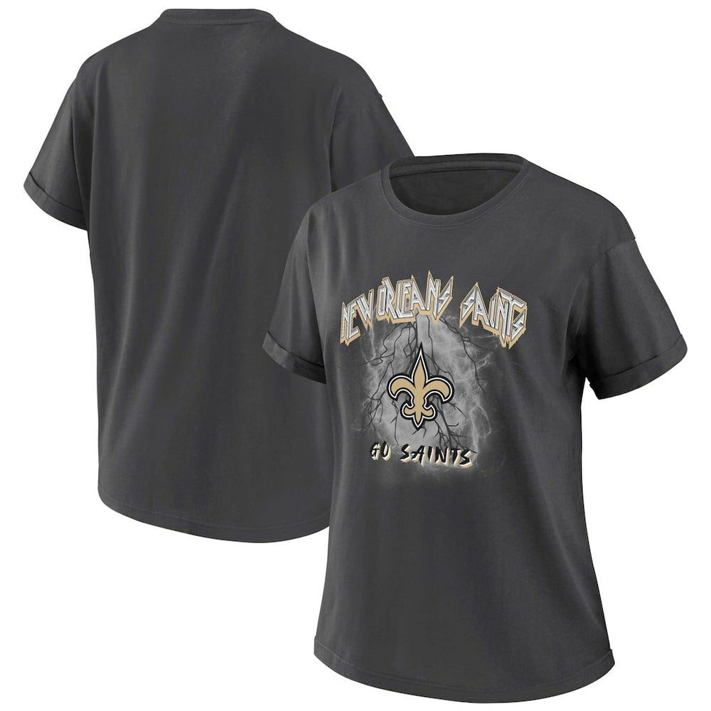 New Orleans Saints WEAR by Erin Andrews Women's Boyfriend T-Shirt - Charcoal cheap