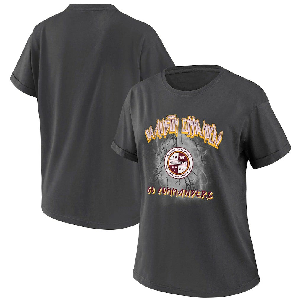Washington Commanders WEAR by Erin Andrews Women's Boyfriend T-Shirt - Charcoal discount