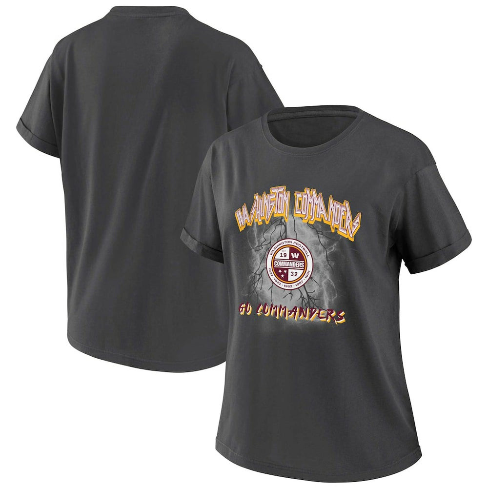 Washington Commanders WEAR by Erin Andrews Women's Boyfriend T-Shirt - Charcoal discount