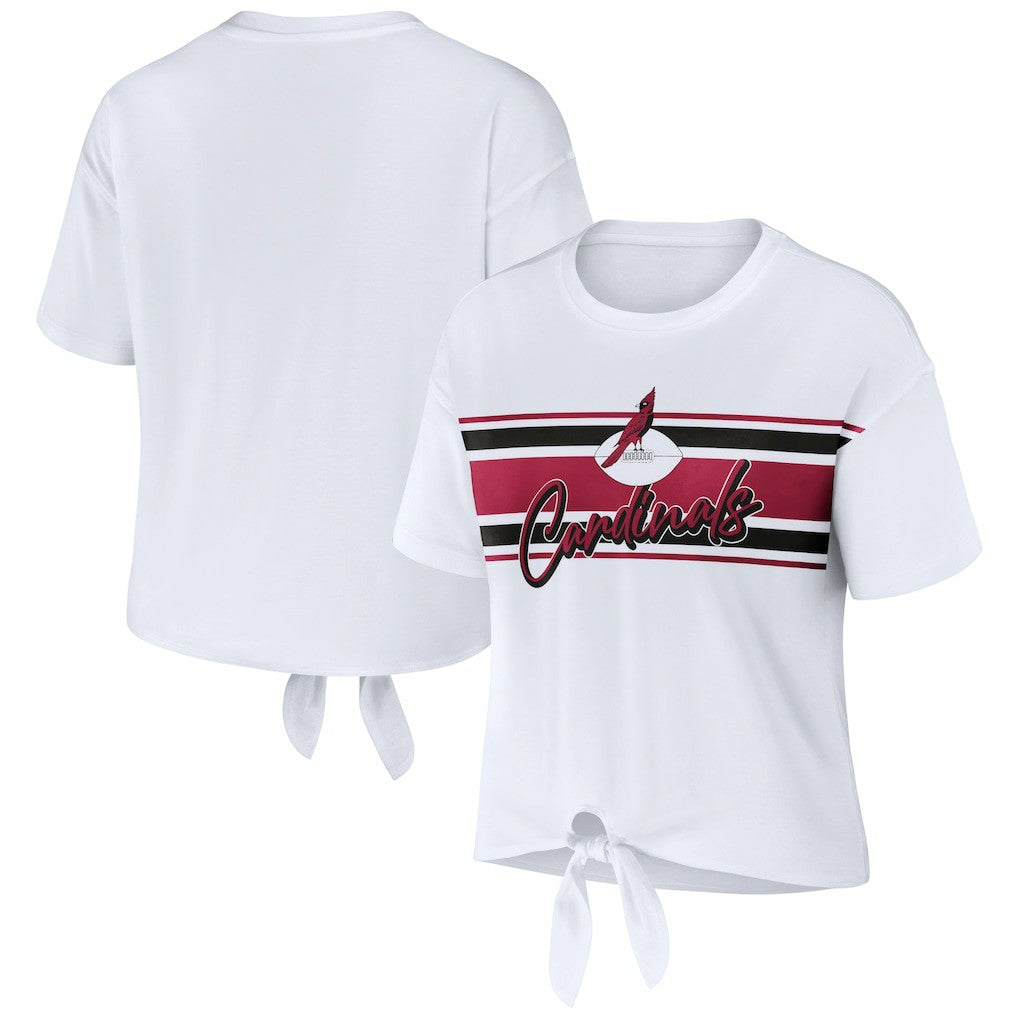 Arizona Cardinals WEAR by Erin Andrews Women's Front Tie Retro T-Shirt - White discount