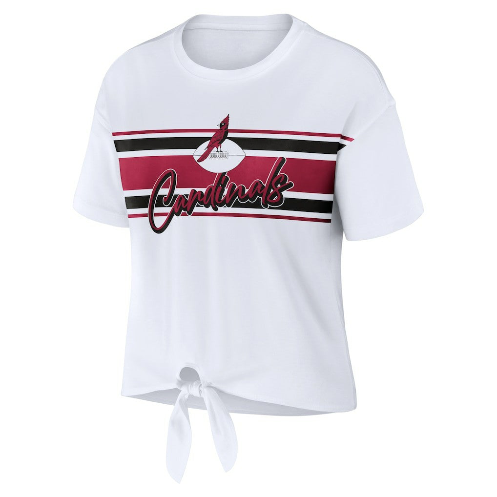 Arizona Cardinals WEAR by Erin Andrews Women's Front Tie Retro T-Shirt - White discount