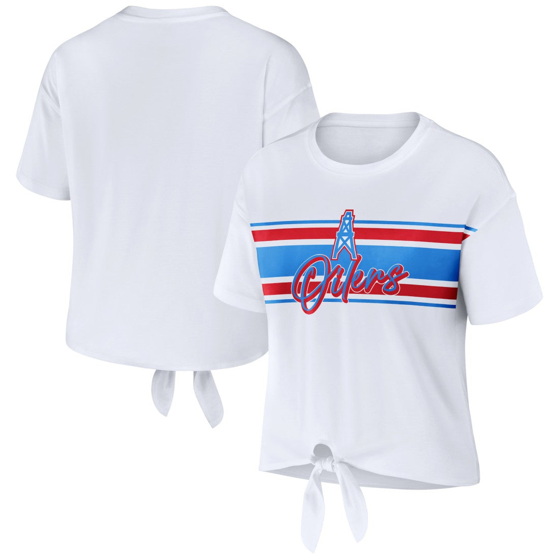 Tennessee Titans WEAR by Erin Andrews Women's Front Tie Retro T-Shirt - White discount