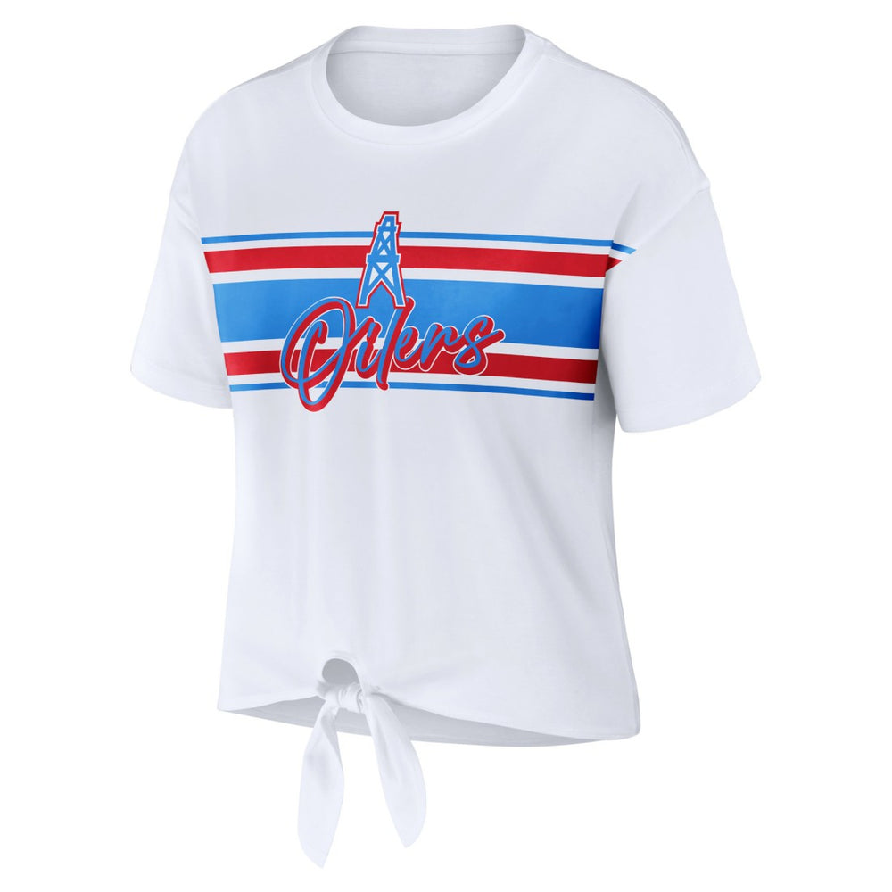 Tennessee Titans WEAR by Erin Andrews Women's Front Tie Retro T-Shirt - White discount