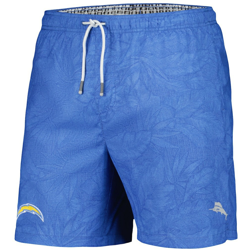 Los Angeles Chargers Naples Layered Leaves Swim Shorts - Powder Blue cheap