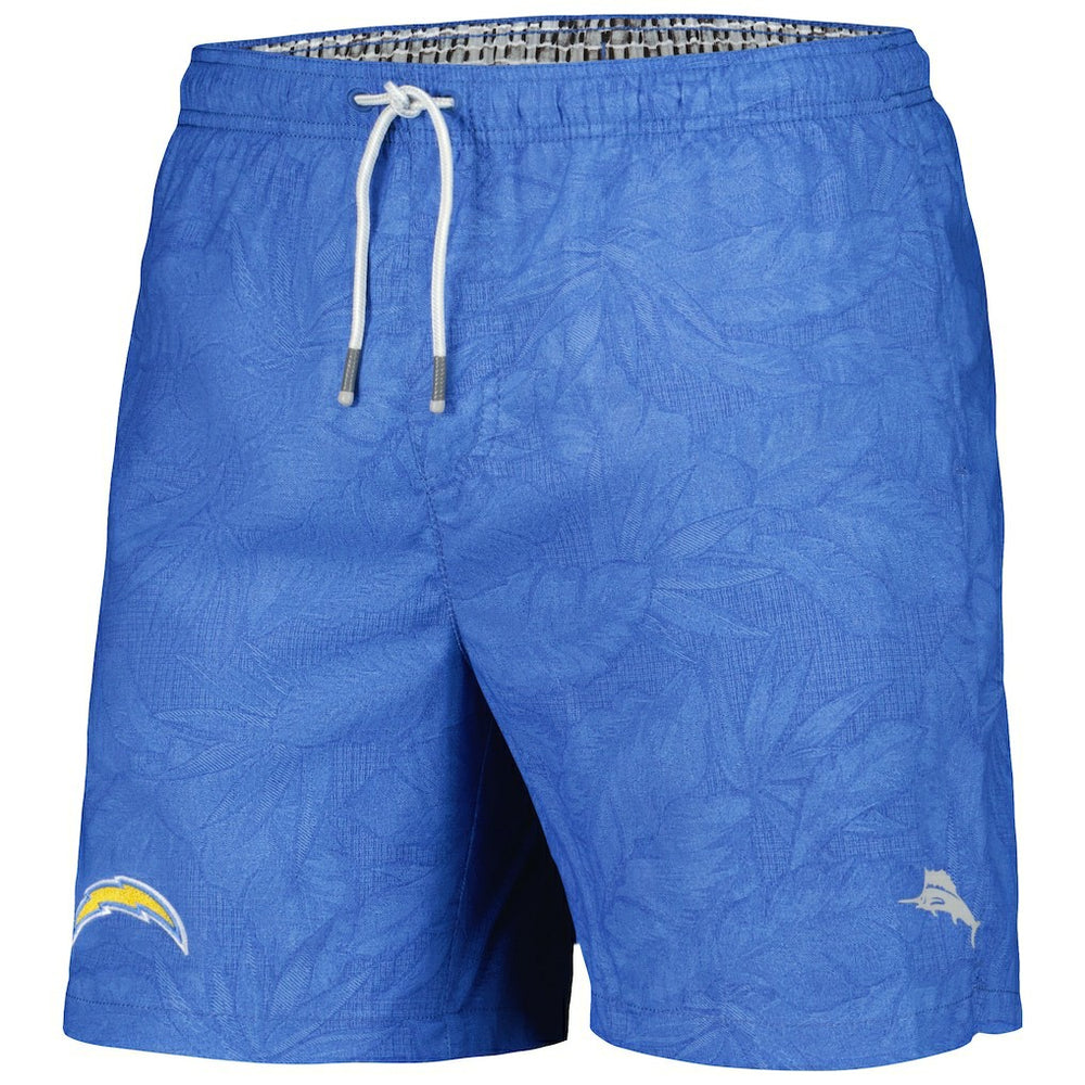 Los Angeles Chargers Naples Layered Leaves Swim Shorts - Powder Blue cheap