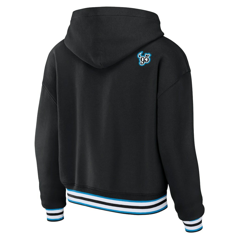 Carolina Panthers WEAR by Erin Andrews Women's Lace-Up Pullover Hoodie - Black outlet