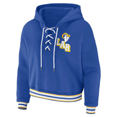 Los Angeles Rams WEAR by Erin Andrews Women's Lace-Up Pullover Hoodie - Royal discount