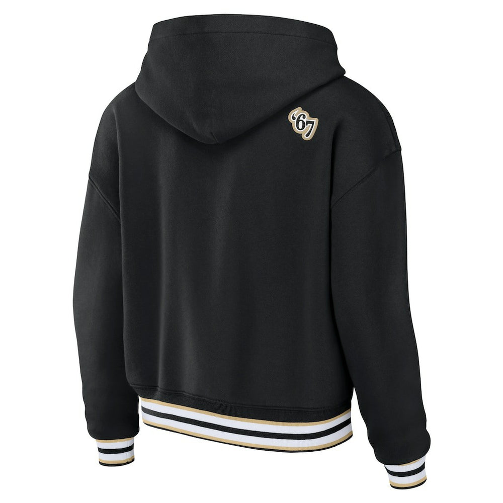 New Orleans Saints WEAR by Erin Andrews Women's Lace-Up Pullover Hoodie - Black for sale