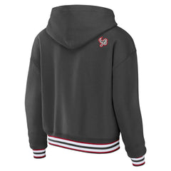 Tampa Bay Buccaneers WEAR by Erin Andrews Women's Lace-Up Pullover Hoodie - Pewter discount