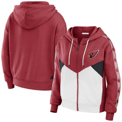 Arizona Cardinals WEAR by Erin Andrews Women's Color Block Light Weight Modest Crop Full-Zip Hoodie - Cardinal/White online