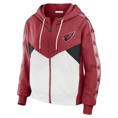 Arizona Cardinals WEAR by Erin Andrews Women's Color Block Light Weight Modest Crop Full-Zip Hoodie - Cardinal/White online