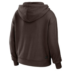 Cleveland Browns WEAR by Erin Andrews Women's Color Block Light Weight Modest Crop Full-Zip Hoodie - Brown/White cheap