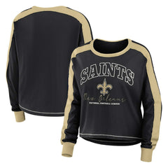 New Orleans Saints WEAR by Erin Andrews Women's Plus Size Colorblock Long Sleeve T-Shirt - Black cheap
