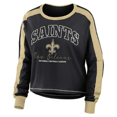New Orleans Saints WEAR by Erin Andrews Women's Plus Size Colorblock Long Sleeve T-Shirt - Black cheap