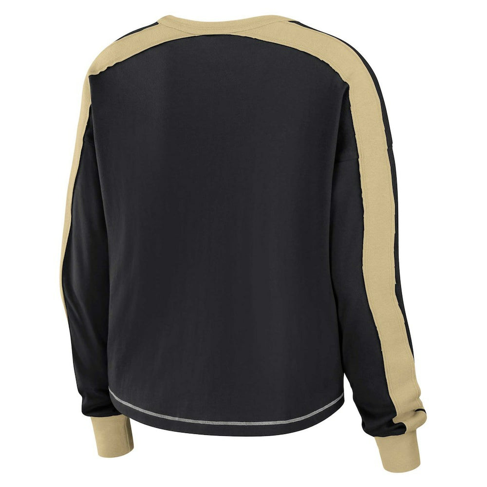 New Orleans Saints WEAR by Erin Andrews Women's Plus Size Colorblock Long Sleeve T-Shirt - Black cheap