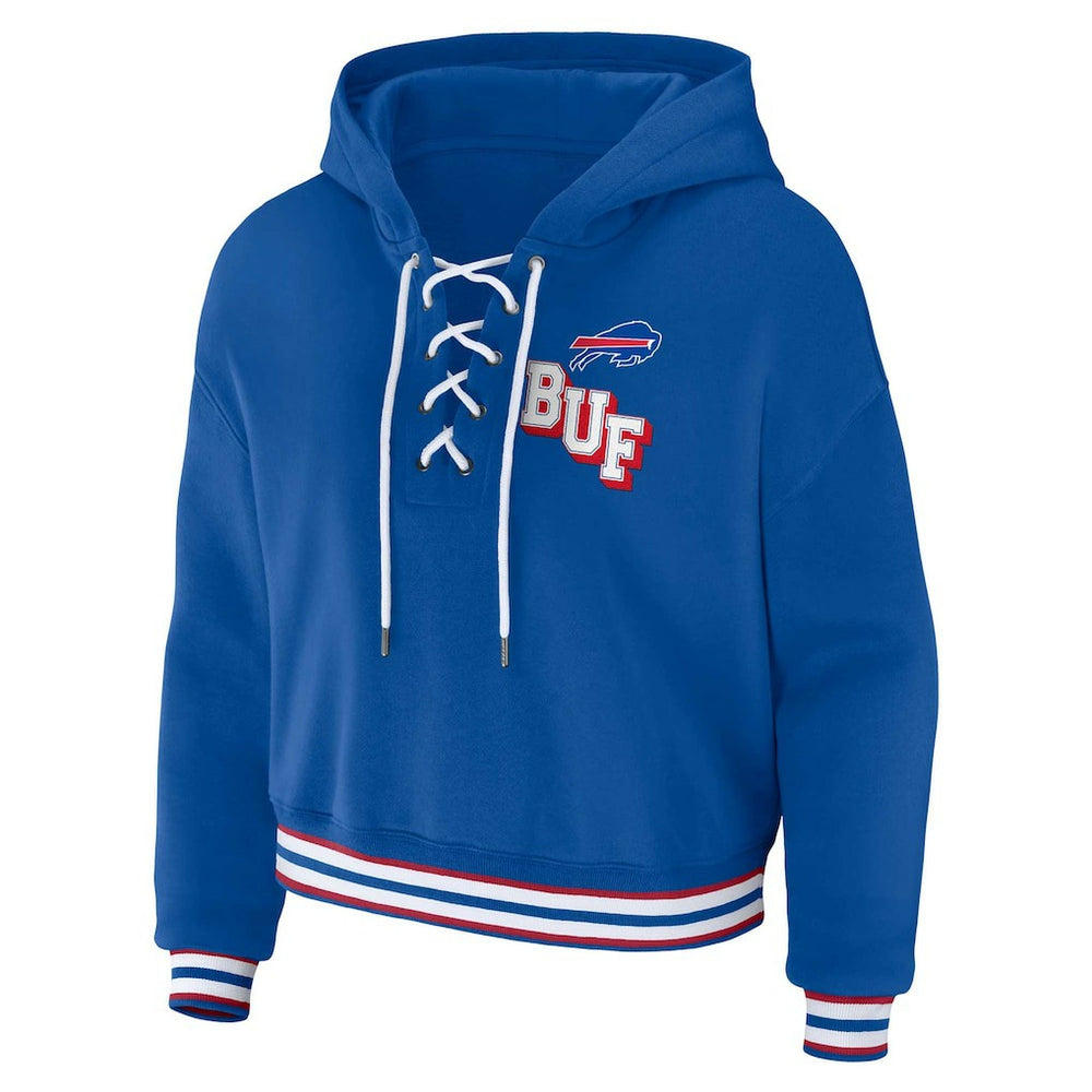 Buffalo Bills WEAR by Erin Andrews Women's Plus Size Lace-Up Pullover Hoodie - Royal for sale