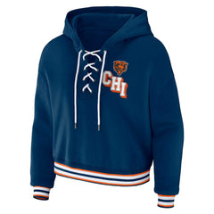 Chicago Bears WEAR by Erin Andrews Women's Plus Size Lace-Up Pullover Hoodie - Navy discount