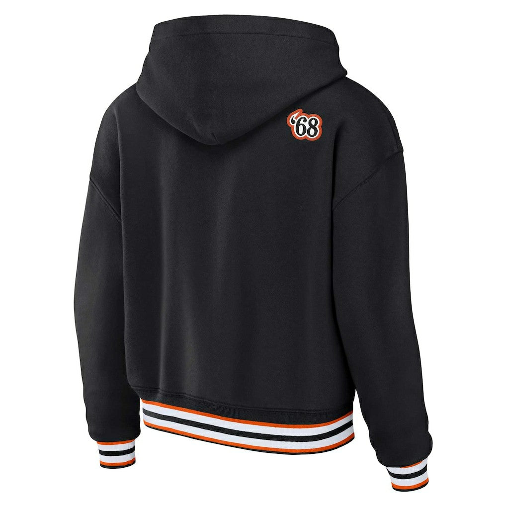 Cincinnati Bengals WEAR by Erin Andrews Women's Plus Size Lace-Up Pullover Hoodie - Black on sale