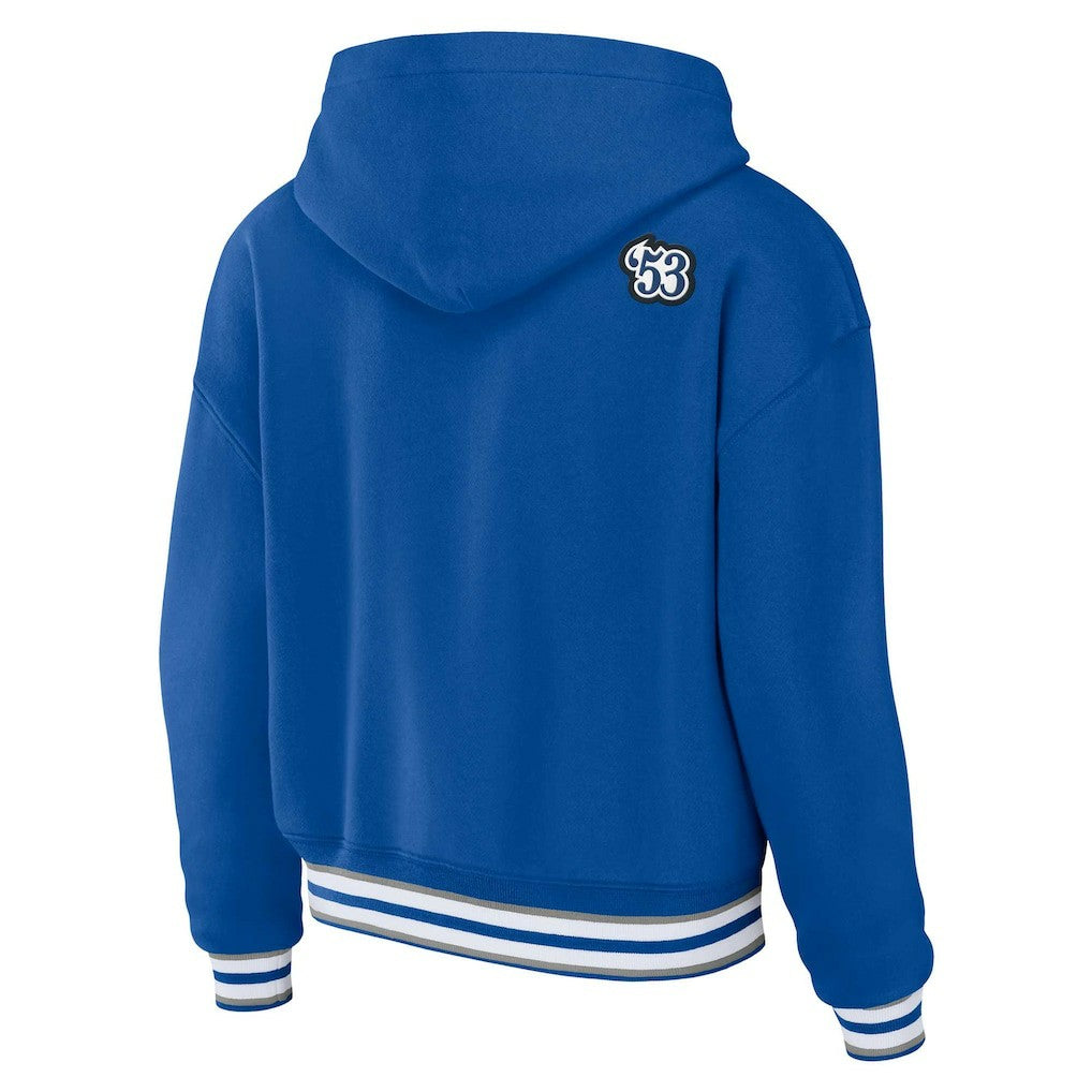 Indianapolis Colts WEAR by Erin Andrews Women's Plus Size Lace-Up Pullover Hoodie - Royal cheap
