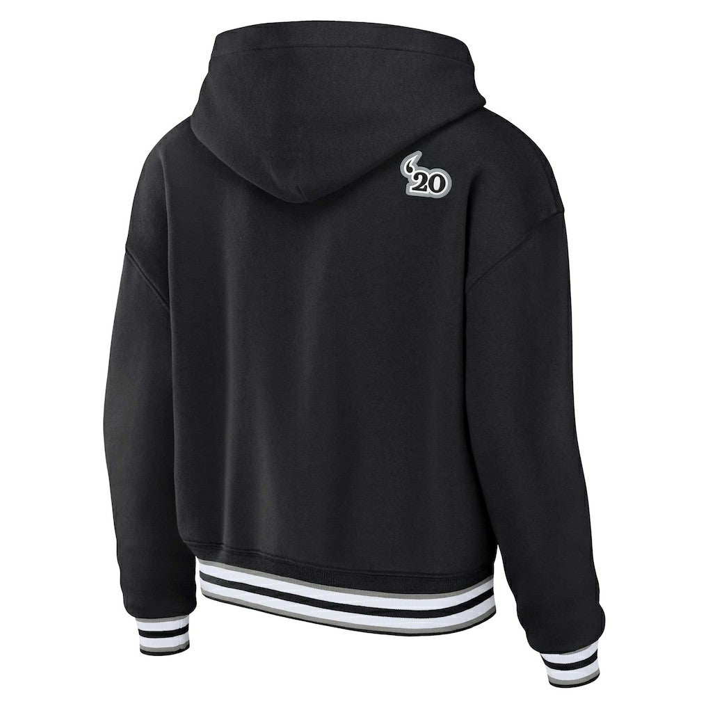Las Vegas Raiders WEAR by Erin Andrews Women's Plus Size Lace-Up Pullover Hoodie - Black cheap