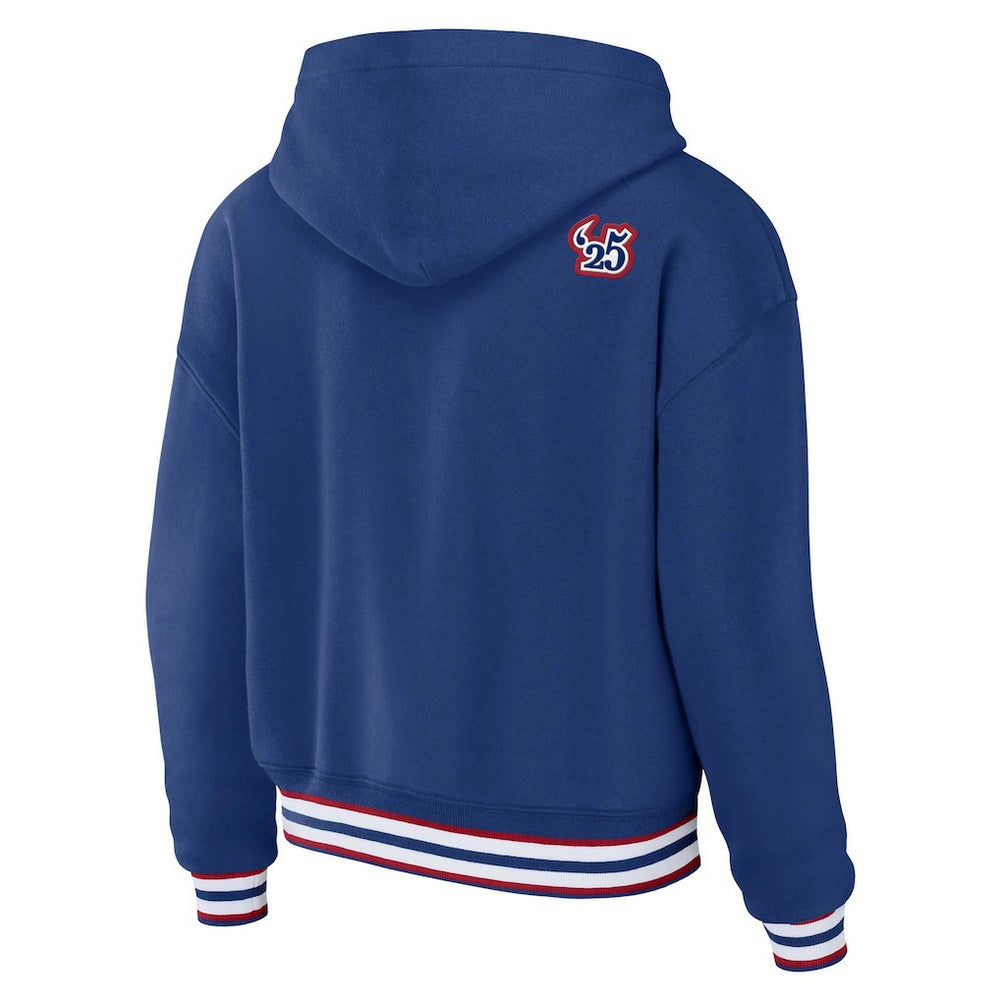 New York Giants WEAR by Erin Andrews Women's Plus Size Lace-Up Pullover Hoodie - Royal for sale