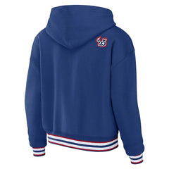 New York Giants WEAR by Erin Andrews Women's Plus Size Lace-Up Pullover Hoodie - Royal for sale