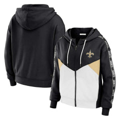 New Orleans Saints WEAR by Erin Andrews Women's Plus Size Color Block Full-Zip Hoodie - Black/White online