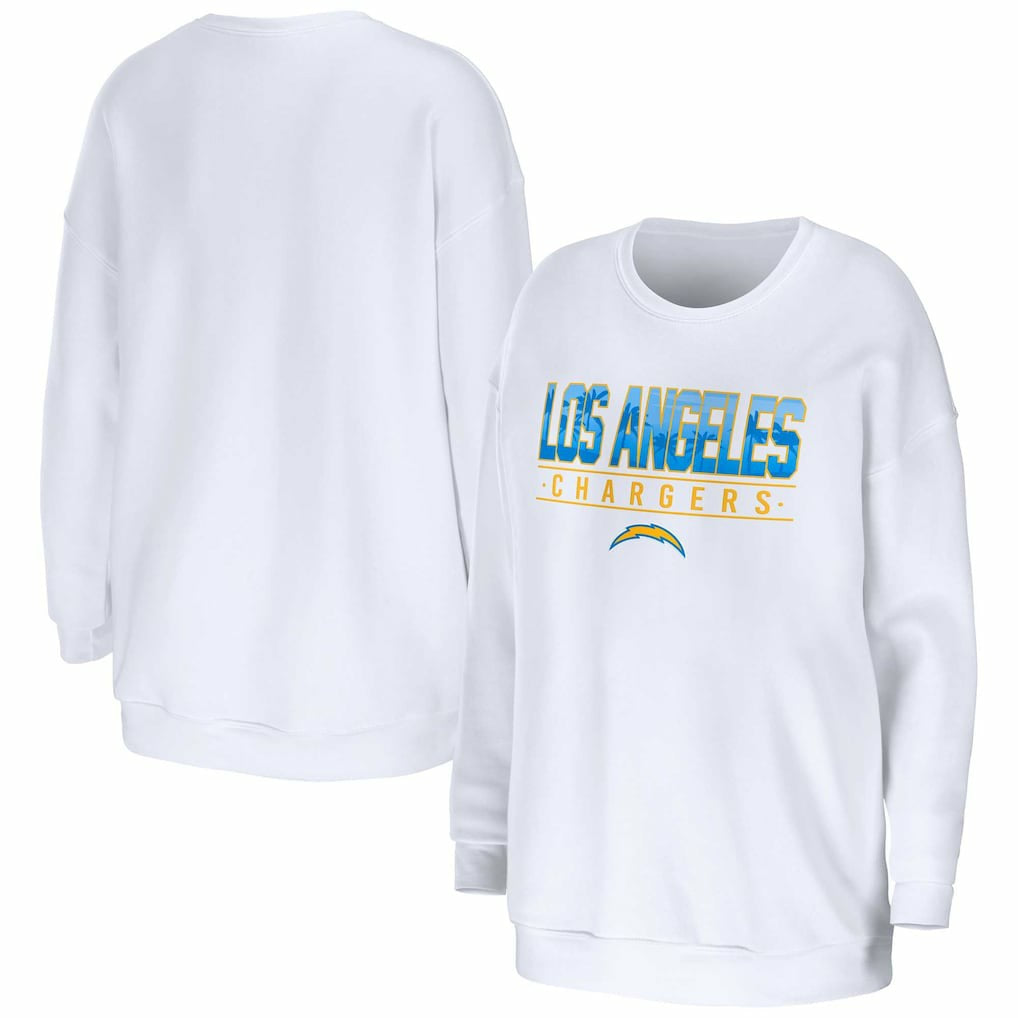 Los Angeles Chargers WEAR by Erin Andrews Women's Domestic Pullover Sweatshirt - White outlet