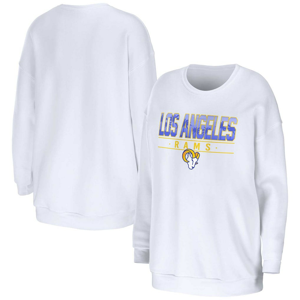 Los Angeles Rams WEAR by Erin Andrews Women's Domestic Pullover Sweatshirt - White discount