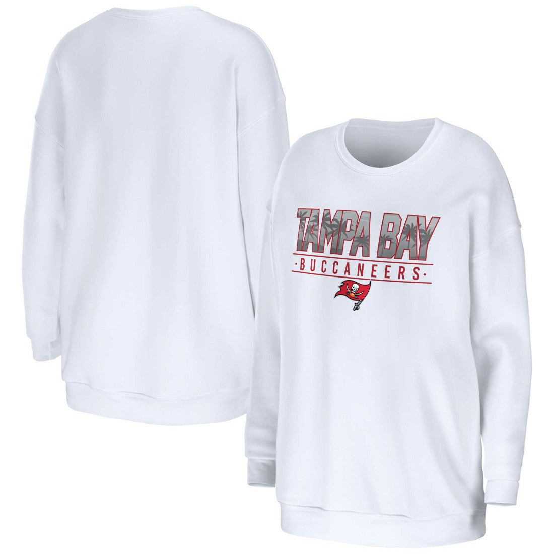 Tampa Bay Buccaneers WEAR by Erin Andrews Women's Domestic Pullover Sweatshirt - White discount
