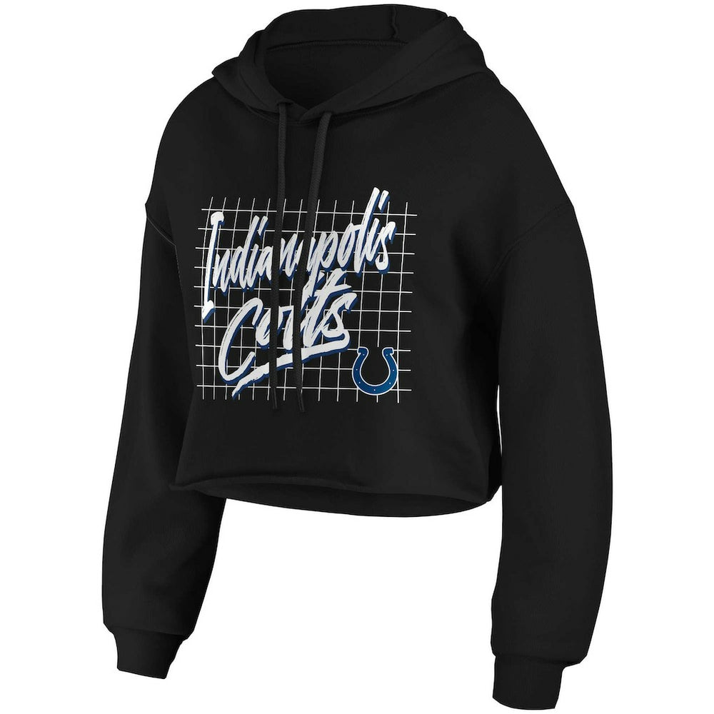 Indianapolis Colts WEAR by Erin Andrews Women's Domestic Cropped Pullover Hoodie - Black for sale