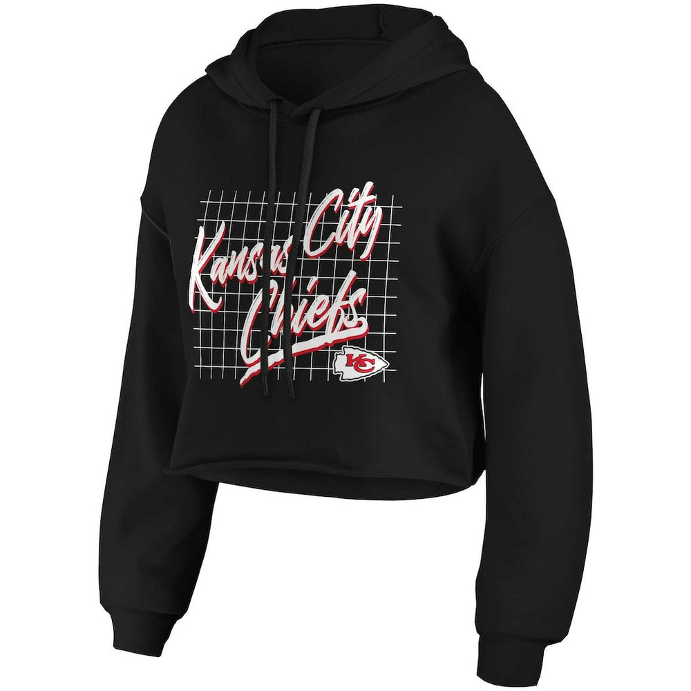 Kansas City Chiefs WEAR by Erin Andrews Women's Domestic Cropped Pullover Hoodie - Black cheap