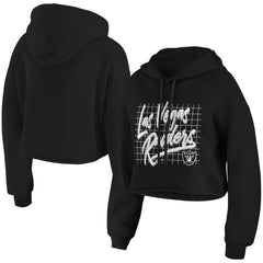 Las Vegas Raiders WEAR by Erin Andrews Women's Domestic Cropped Pullover Hoodie - Black discount