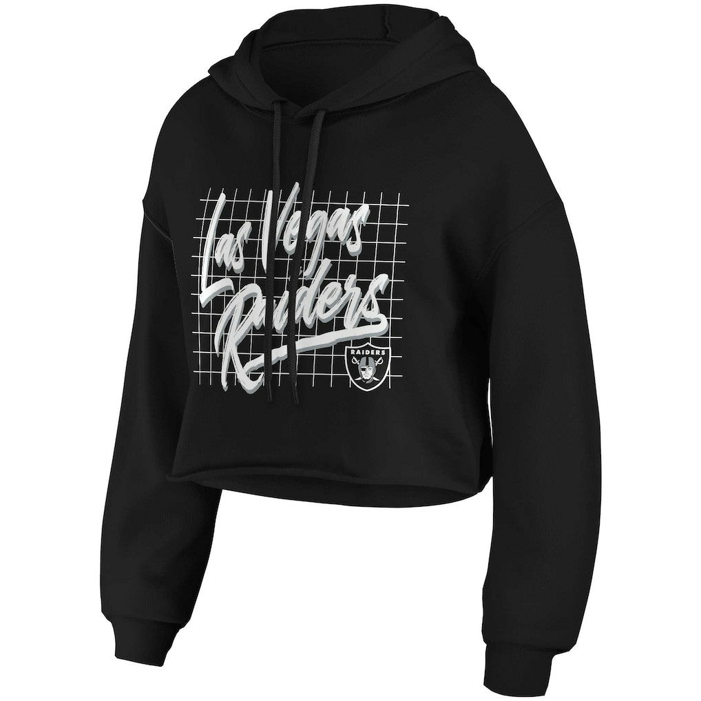 Las Vegas Raiders WEAR by Erin Andrews Women's Domestic Cropped Pullover Hoodie - Black discount