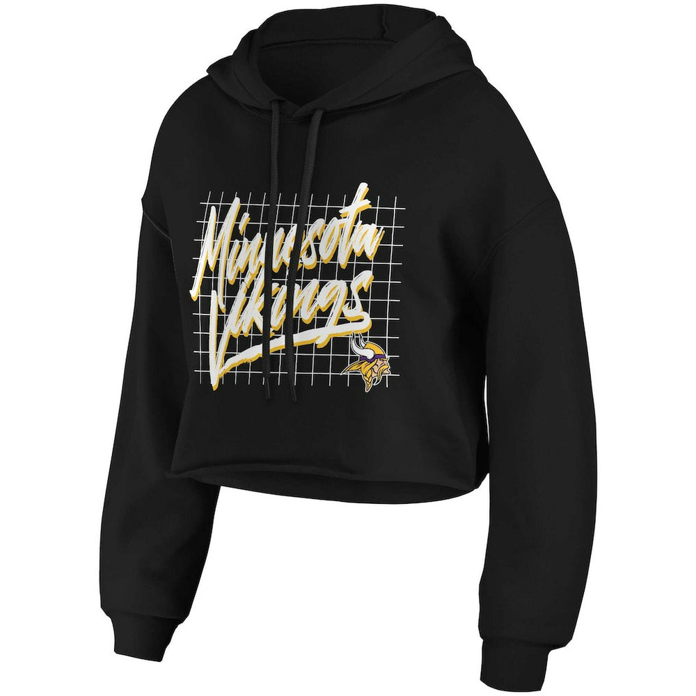 Minnesota Vikings WEAR by Erin Andrews Women's Domestic Cropped Pullover Hoodie - Black cheap