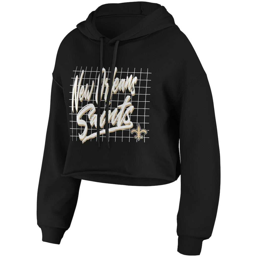 New Orleans Saints WEAR by Erin Andrews Women's Domestic Cropped Pullover Hoodie - Black online